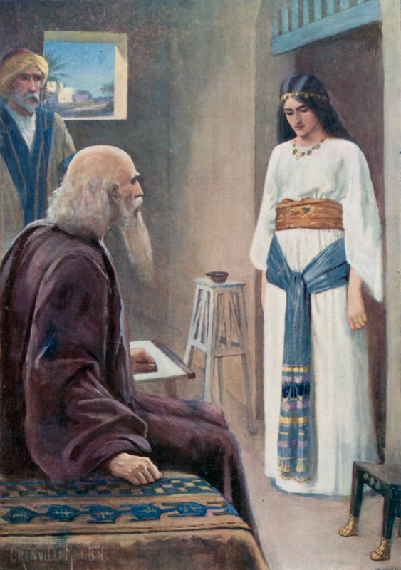 "Katso, sinä olet ollut huolellinen meille kaikessa tällä huolenpidolla", 2 Kings IV 13 (väri litho) tekijältä G. Grenville Manton