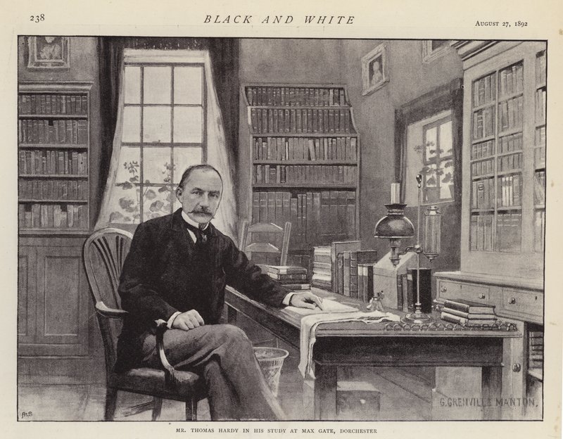 Thomas Hardy työhuoneessaan Max Gatessa, Dorchesterissa (litho) tekijältä G. Grenville Manton