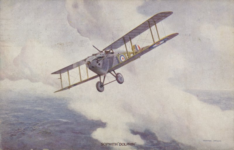 Sopwith Dolphin -hävittäjä (väri litho) tekijältä Geoffrey (after) Watson
