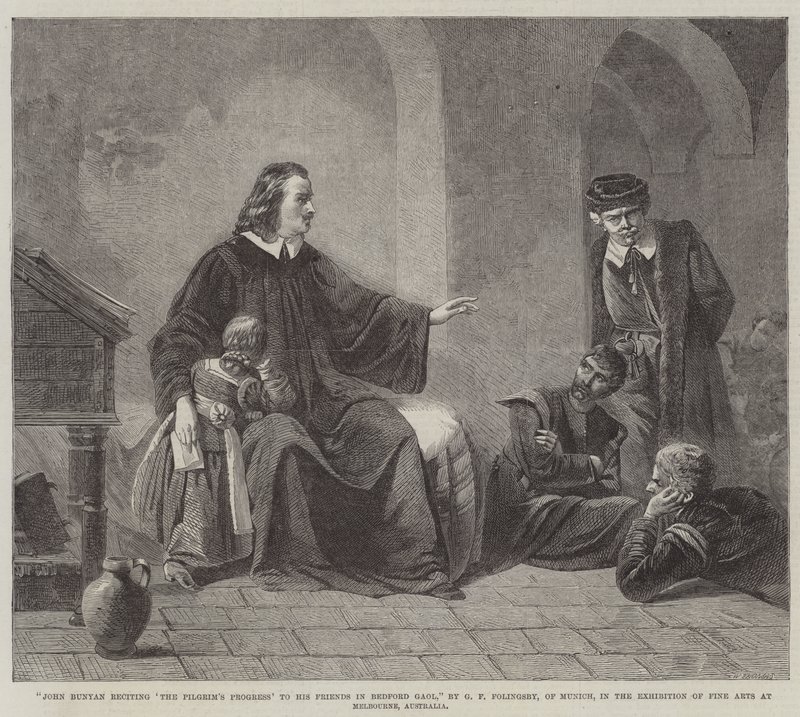 John Bunyan lausumassa "Pilgrim