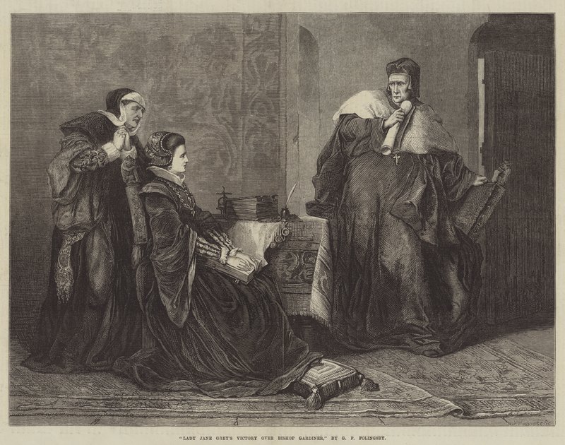 Lady Jane Greyn voitto piispa Gardinerista tekijältä George Frederick Folingsby