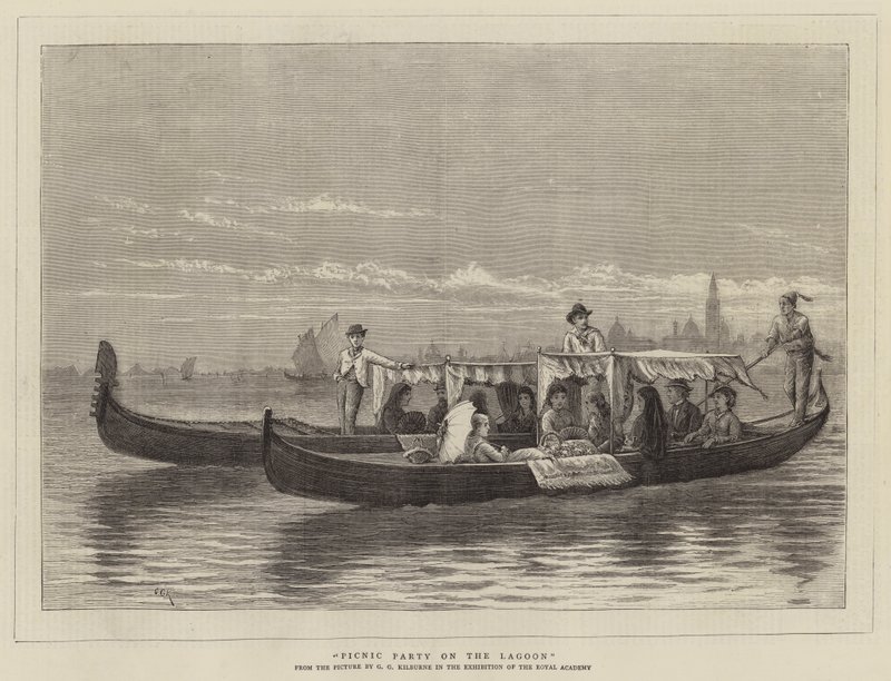 Piknik-bileet laguunilla tekijältä George Goodwin Kilburne