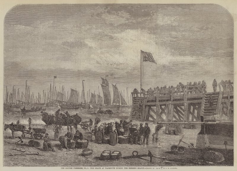 British Fisheries, nro 2, ranta Yarmouthissa sillikauden aikana tekijältä George Henry Andrews