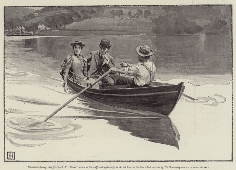 Kuvitus elokuvaan A Flash of Summer, rouva W K Clifford tekijältä George Percy Jacomb Hood