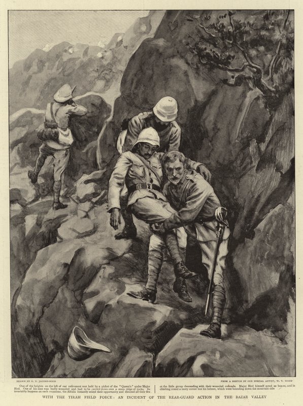 Tirahin kenttävoimien kanssa, takavartioston välikohtaus Bazar-laaksossa tekijältä George Percy Jacomb Hood