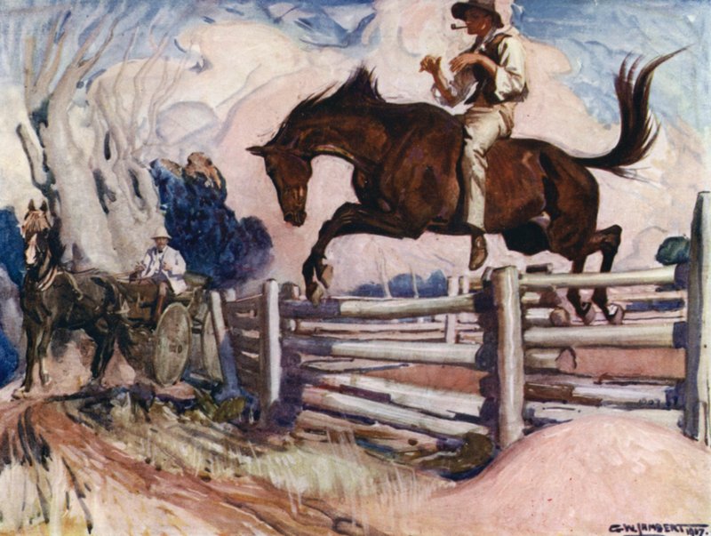 Kuvitus Romance of Empire -lehteen, Australia tekijältä George Washington Lambert