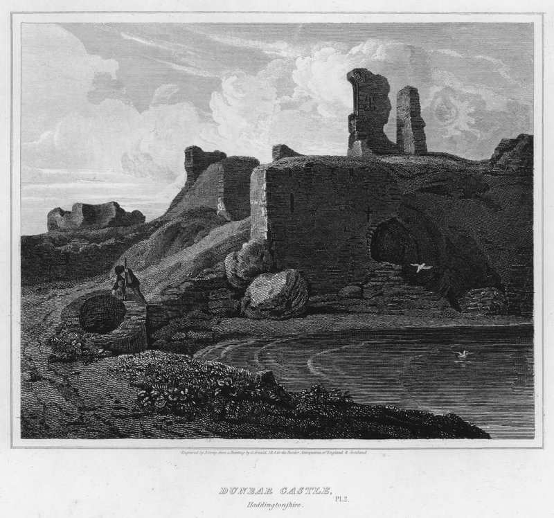 Dunbar Castle, Haddingtonshire (kaiverrus) tekijältä George (after) Arnald