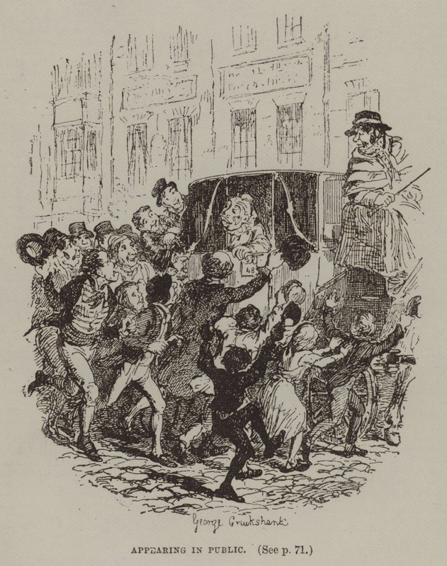 Esiintyminen julkisuudessa (kaiverrus) tekijältä George (after) Cruikshank
