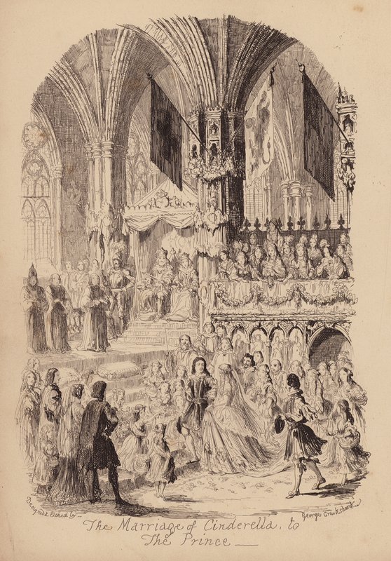 Tuhkimo ja lasikenkä (kaiverrus) tekijältä George (after) Cruikshank