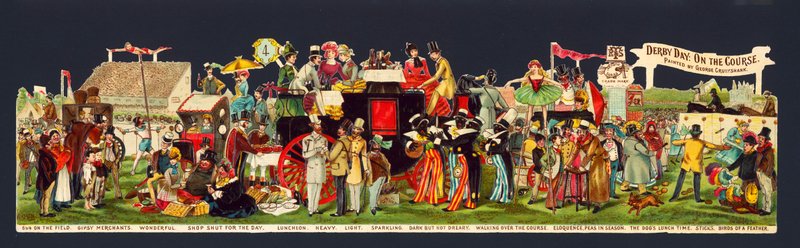 Derby Day: kurssilla (chromolitho) tekijältä George (after) Cruikshank