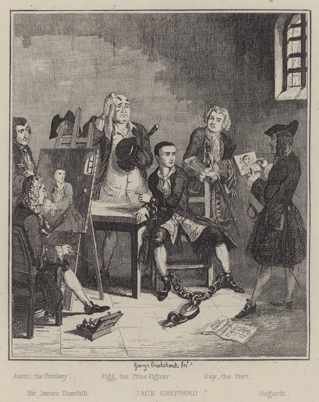 Kuvitus Jack Sheppardille (kaiverrus) tekijältä George (after) Cruikshank