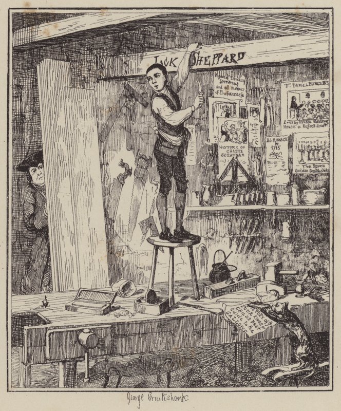 Kuvitus Jack Sheppardille (kaiverrus) tekijältä George (after) Cruikshank