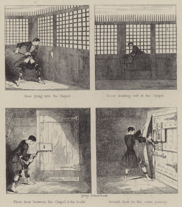 Kuvitus Jack Sheppardille (kaiverrus) tekijältä George (after) Cruikshank