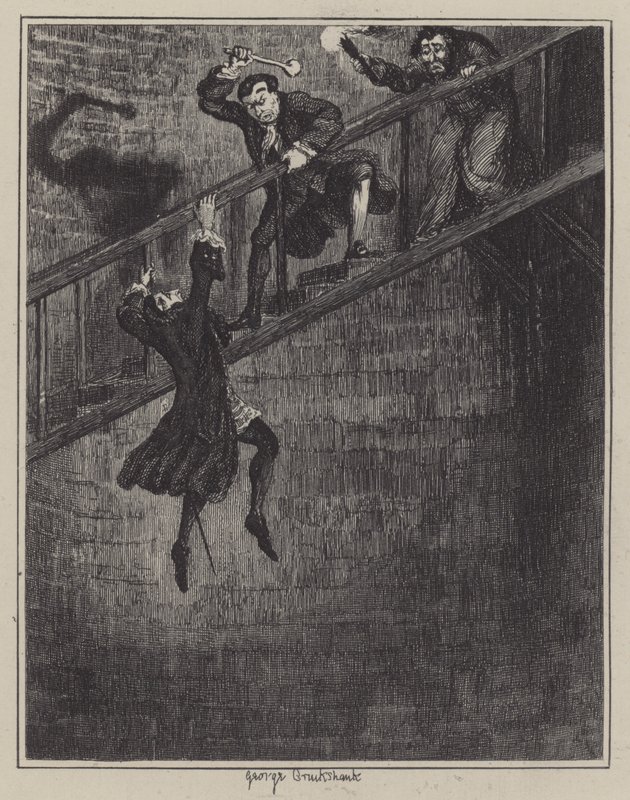Kuvitus Jack Sheppardille (kaiverrus) tekijältä George (after) Cruikshank