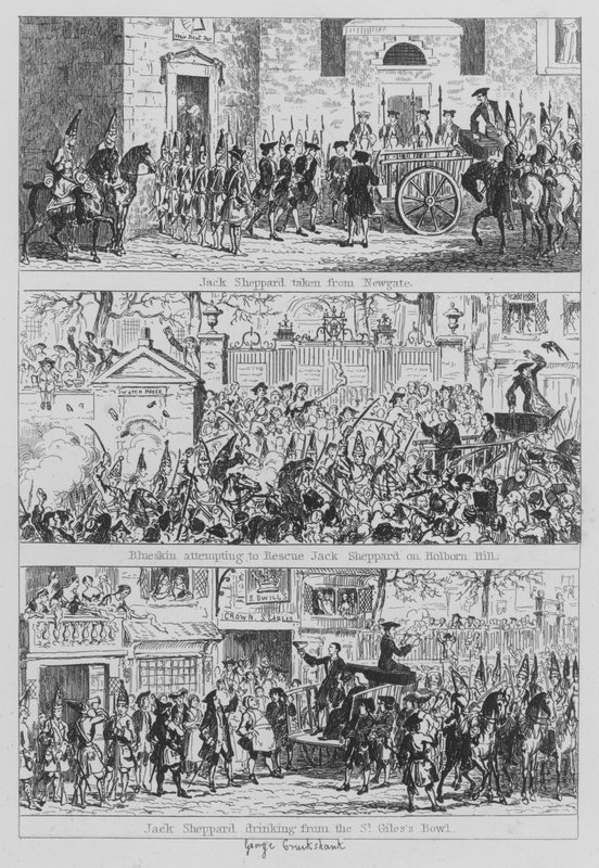 Kuvitus Jack Sheppardille (kaiverrus) tekijältä George (after) Cruikshank