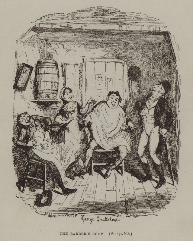Parturi (kaiverrus) tekijältä George (after) Cruikshank