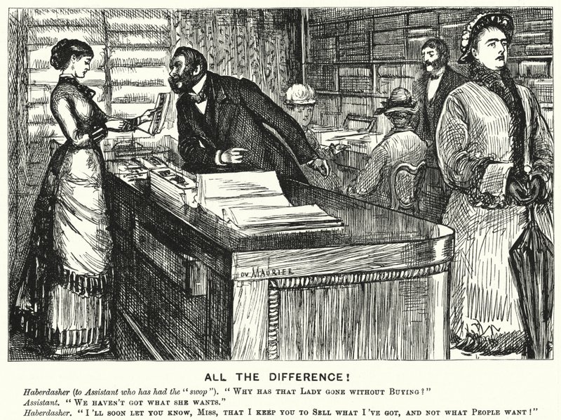 Punch cartoon: All the Difference! (engraving) tekijältä George (after) Du Maurier