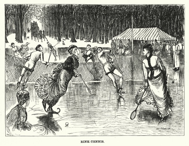 Punch-sarjakuva: Rink-Tennis (kaiverrus) tekijältä George (after) Du Maurier