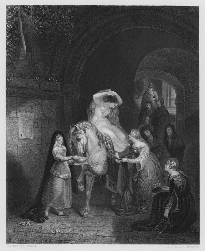 Lady Godiva, kuvasta Vernonin galleriassa (kaiverrus) tekijältä George (after) Jones