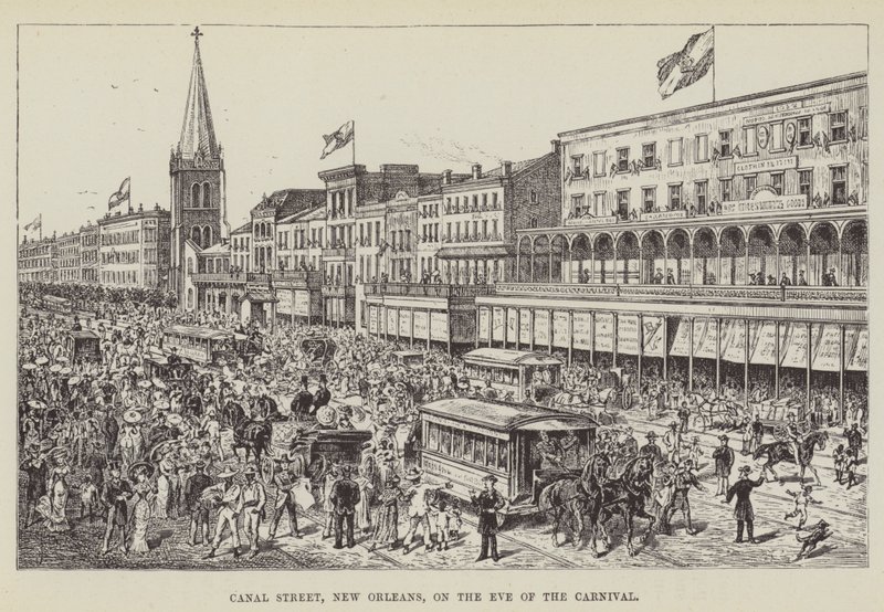 Canal Street, New Orleans, karnevaalin aattona tekijältä George Augustus Sala
