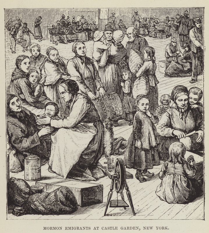 Mormoniemigrantit Castle Gardenissa, New Yorkissa tekijältä George Augustus Sala