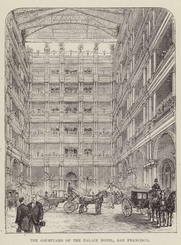 Palace-hotellin sisäpiha, San Francisco tekijältä George Augustus Sala