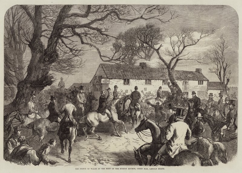 Walesin prinssi Burton Houndsin tapaamisessa, Green Man, Lincoln Heath tekijältä George Bouverie Goddard