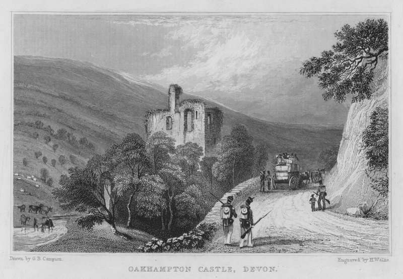 Okehampton Castle, Devon (kaiverrus) tekijältä George Bryant Campion