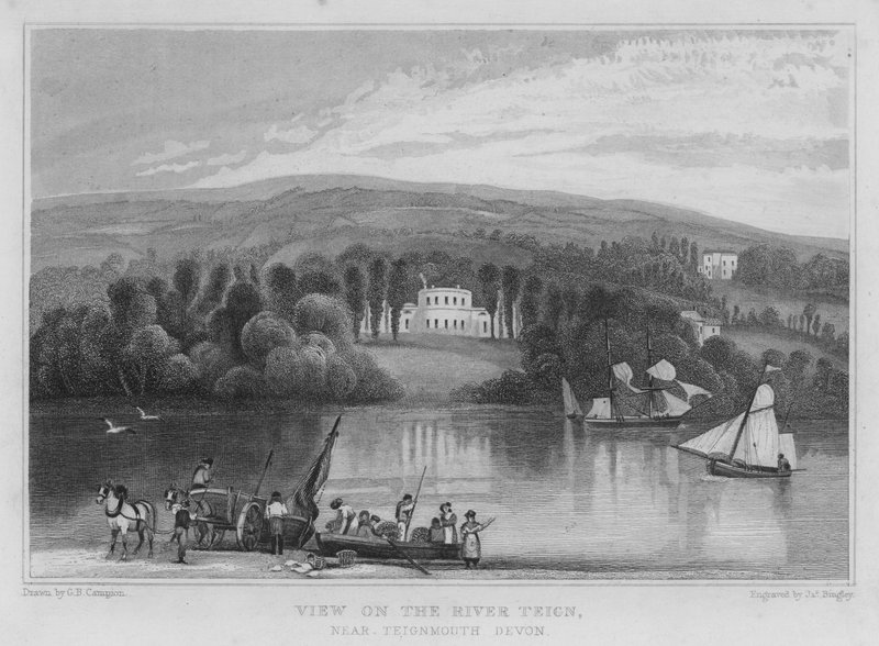 Näkymä Teign-joelle, lähellä Teignmouthia, Devon (kaiverrus) tekijältä George Bryant Campion