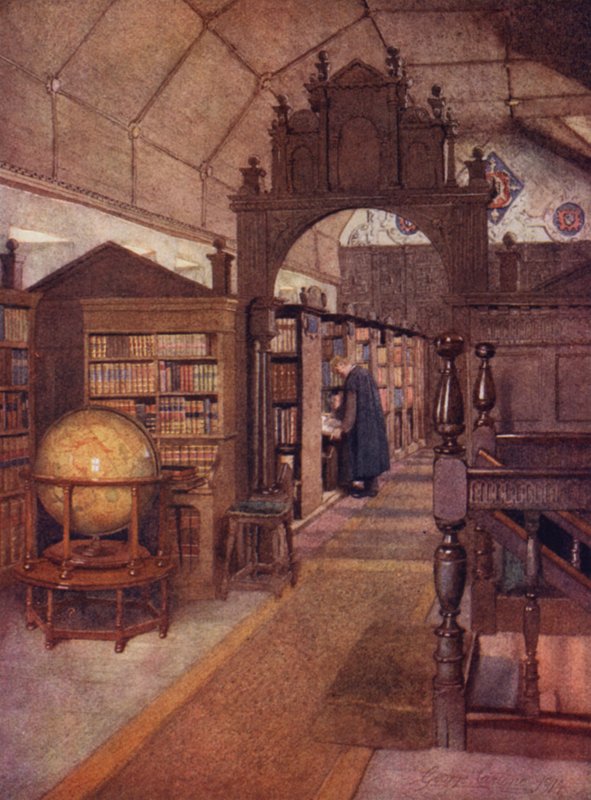 Oxford: Merton Library (väri litho) tekijältä George Carline