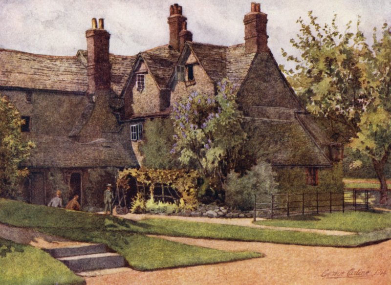 Oxford: Cottages, Trinity College (värilitografia). tekijältä George Carline