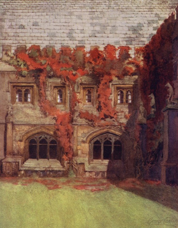 Oxford: Walesin prinssin huoneet, Magdalen College (värilitho) tekijältä George Carline