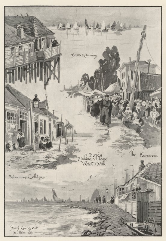 Hollantilainen kalastajakylä Volendam tekijältä George Charles Haite
