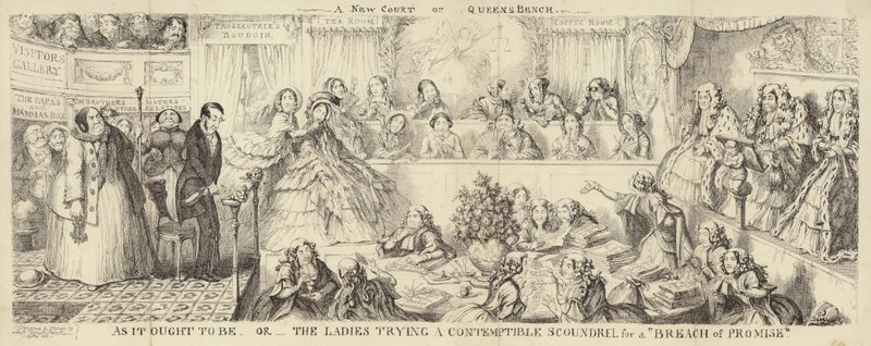 Satiirinen pilapiirros Queens Benchistä tekijältä George Cruikshank