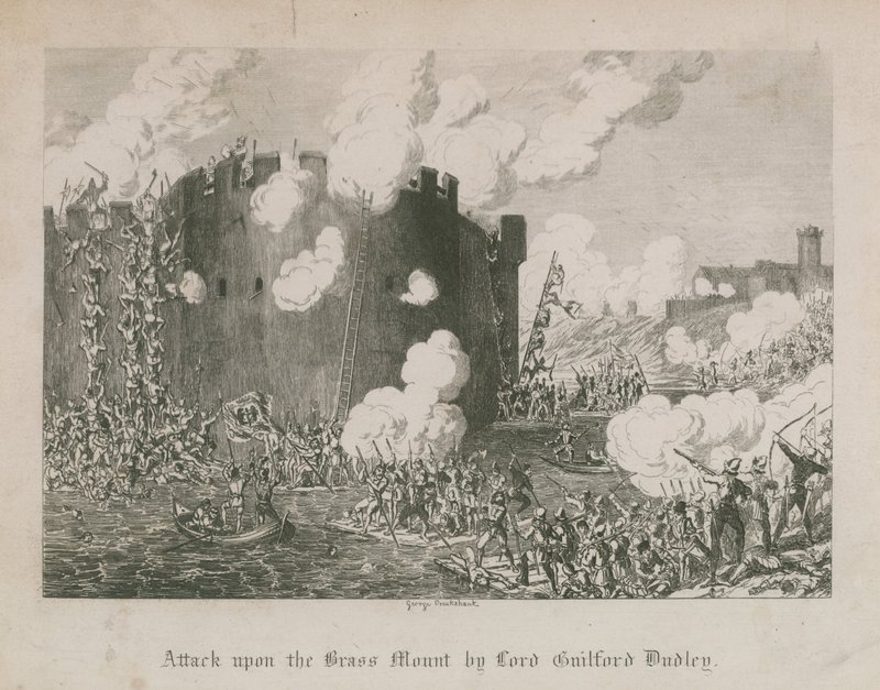 Lord Guilford Dudleyn hyökkäys nurmikolla tekijältä George Cruikshank