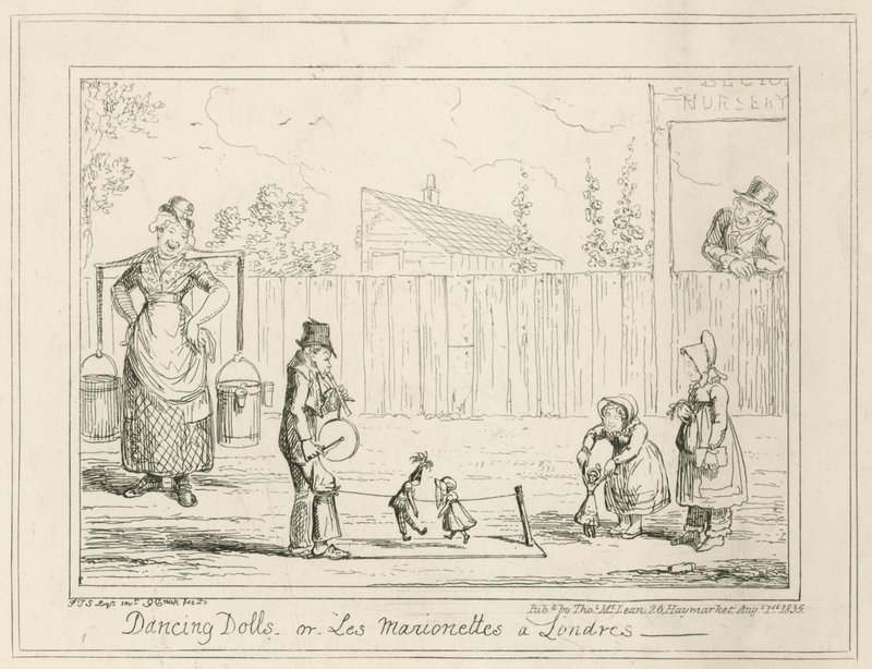 Tanssivat nuket tai Les Marionettes a Londres tekijältä George Cruikshank