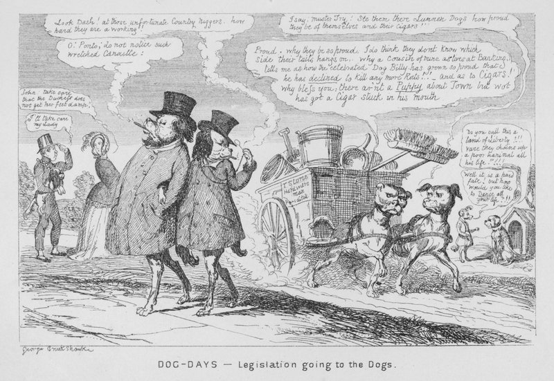 Koiranpäivät, Koiria koskeva lainsäädäntö (kaiverrus) tekijältä George Cruikshank