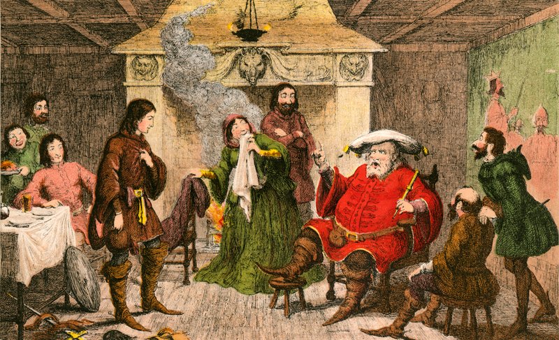 Falstaff esittää kuninkaan osan tekijältä George Cruikshank