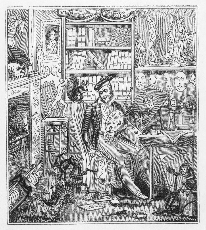 Etukappaleen kuvitus Cruikshank at Homelle (kaiverrus) tekijältä George Cruikshank