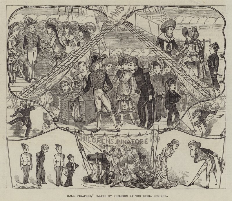 HMS Pinafore, jota esittää Children at the Opera Comique tekijältä George Cruikshank