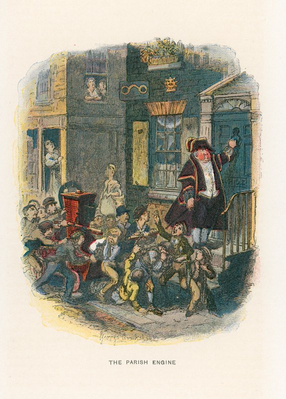 Kuvitus Bozin luonnoksia varten tekijältä George Cruikshank