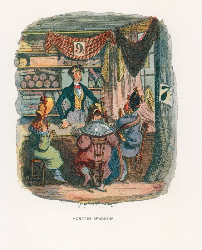 Kuvitus Bozin Sketchesille tekijältä George Cruikshank