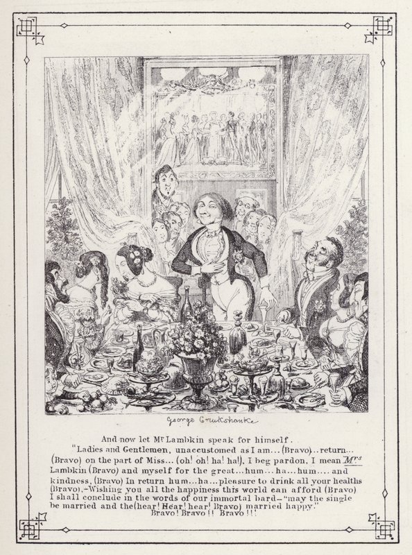 Kuvitus teokselle The Bachelors Own Book tai The Progress of Mr Lambkin (Gent) (kaiverrus) tekijältä George Cruikshank