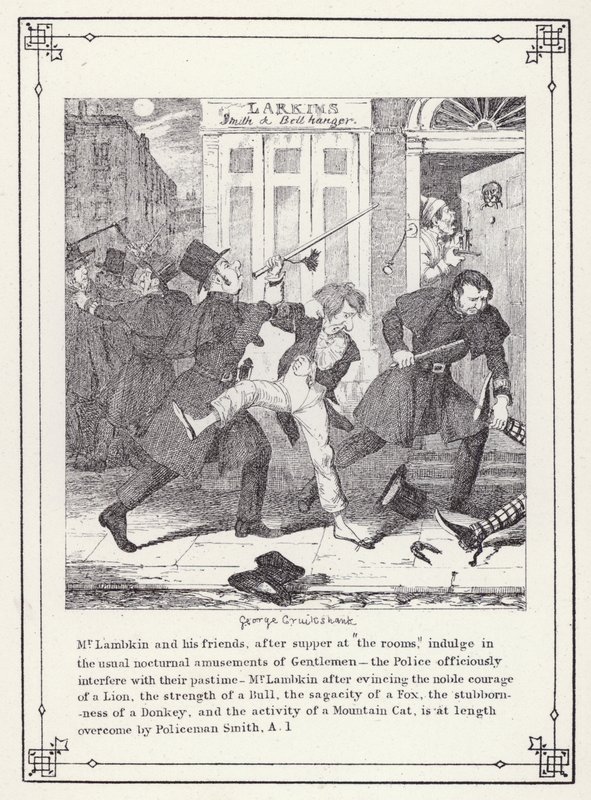 Kuvitus teokselle The Bachelors Own Book tai The Progress of Mr Lambkin (Gent) (kaiverrus) tekijältä George Cruikshank
