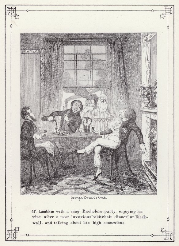 Kuvitus teokselle The Bachelors Own Book tai The Progress of Mr Lambkin (Gent) (kaiverrus) tekijältä George Cruikshank
