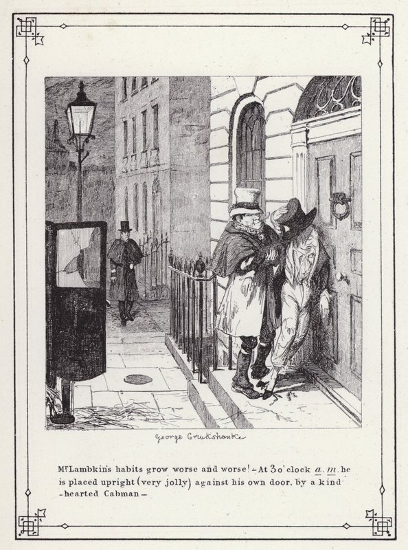 Kuvitus teokselle The Bachelors Own Book tai The Progress of Mr Lambkin (Gent) (kaiverrus) tekijältä George Cruikshank