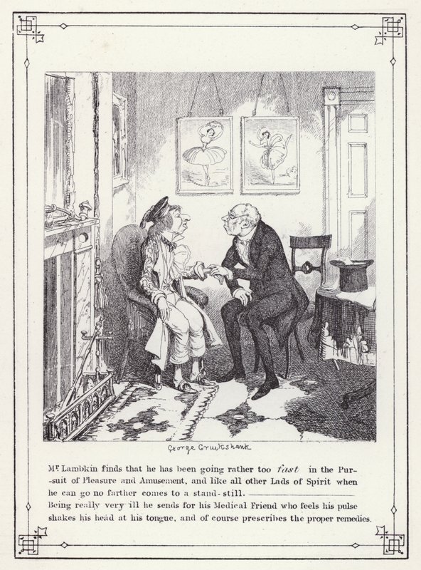 Kuvitus teokselle The Bachelors Own Book tai The Progress of Mr Lambkin (Gent) (kaiverrus) tekijältä George Cruikshank