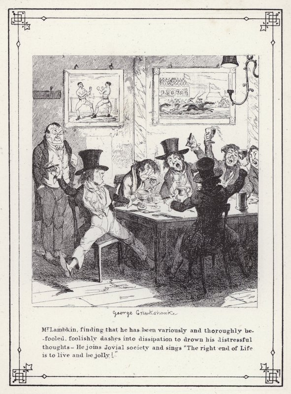 Kuvitus teokselle The Bachelors Own Book tai The Progress of Mr Lambkin (Gent) (kaiverrus) tekijältä George Cruikshank