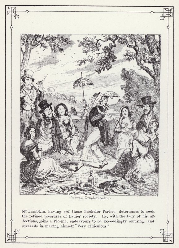 Kuvitus teokselle The Bachelors Own Book tai The Progress of Mr Lambkin (Gent) (kaiverrus) tekijältä George Cruikshank
