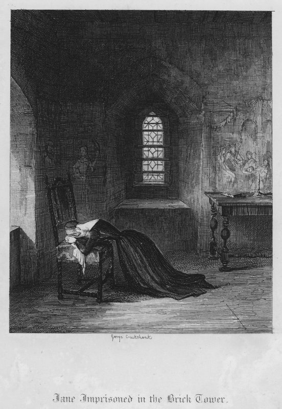 Jane vangittiin Brick Towerissa (kaiverrus) tekijältä George Cruikshank